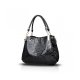NEW CROCODILES PATTERN WOMEN HANDBAGS FASHION SHOULDER MESSENGER BAG TWO PIECES SETHANDBAG + WALLET - BLACK