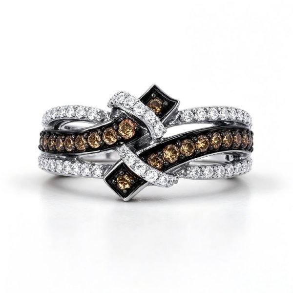 Chocolate Crystals Round-cut Copper and zinc alloy Ring