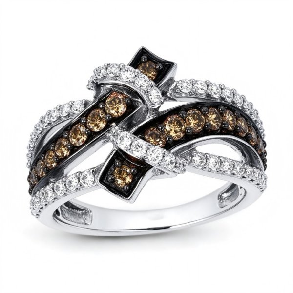 Chocolate Crystals Round-cut Copper and zinc alloy Ring