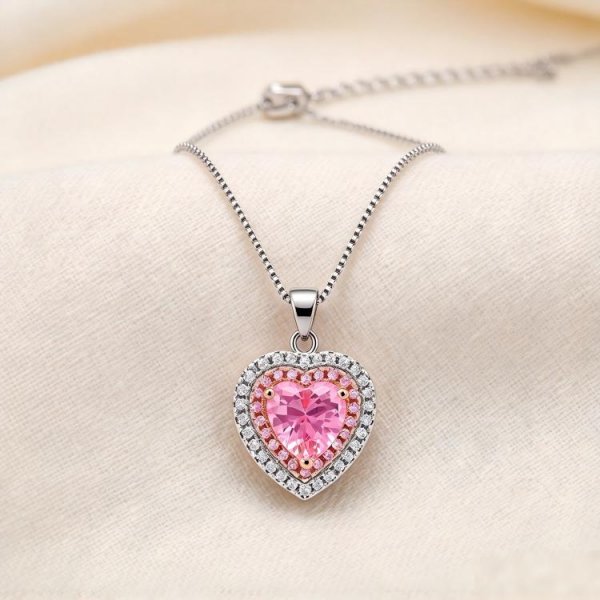Heart Shape Gemstone I Do Necklace